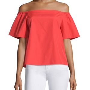 Alice + Olivia Christy Off Shoulder Top in Poppy